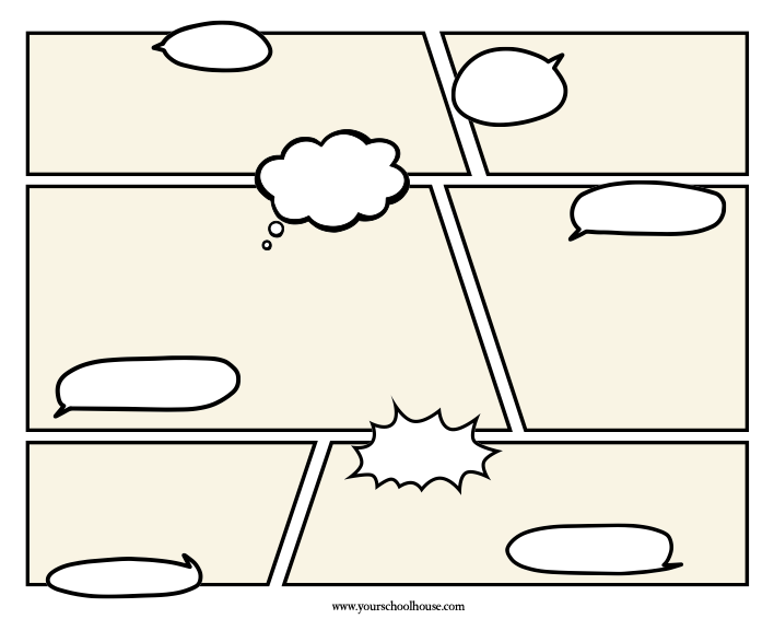 image of Free Printable PDF Beige Blank Comic Strip Worksheet