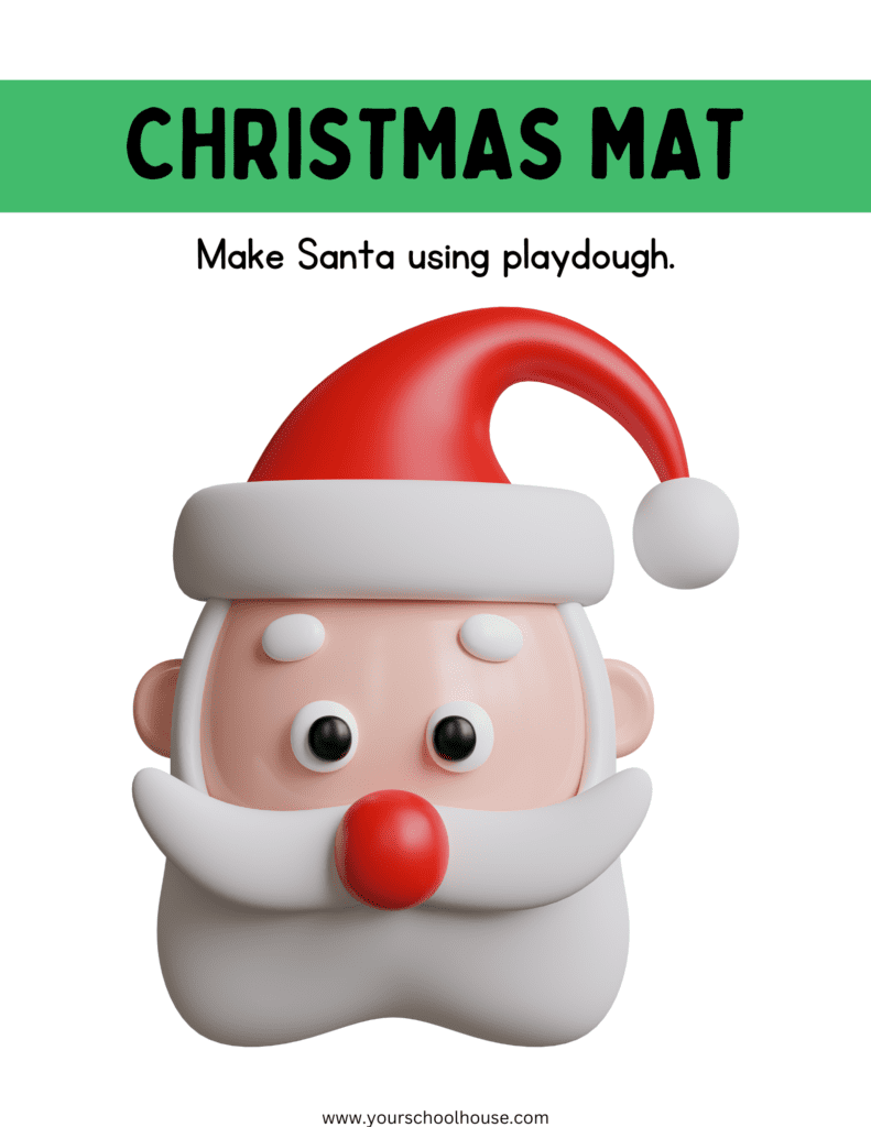 image of Free Printable Colorful PDF Worksheet Christmas Themed Playdough Mats