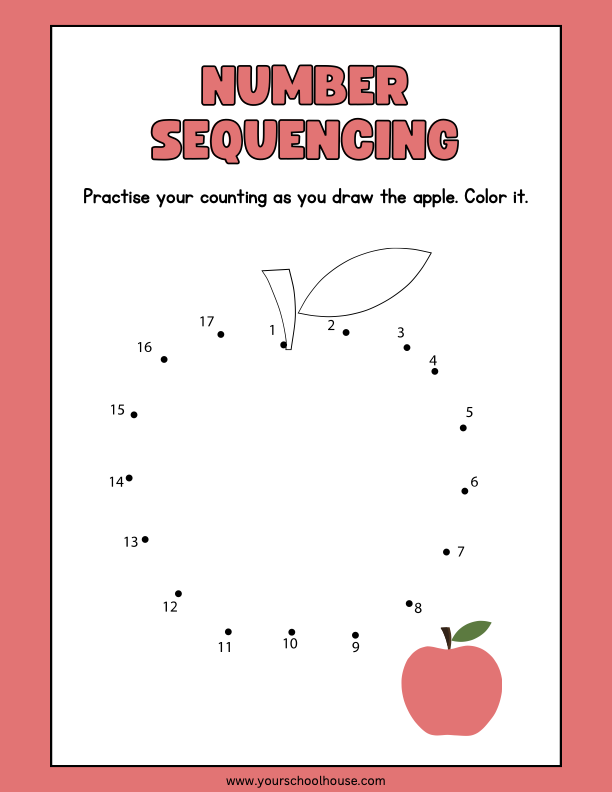 image of Free Printable PDF Colorful Number Sequencing Counting Worksheet