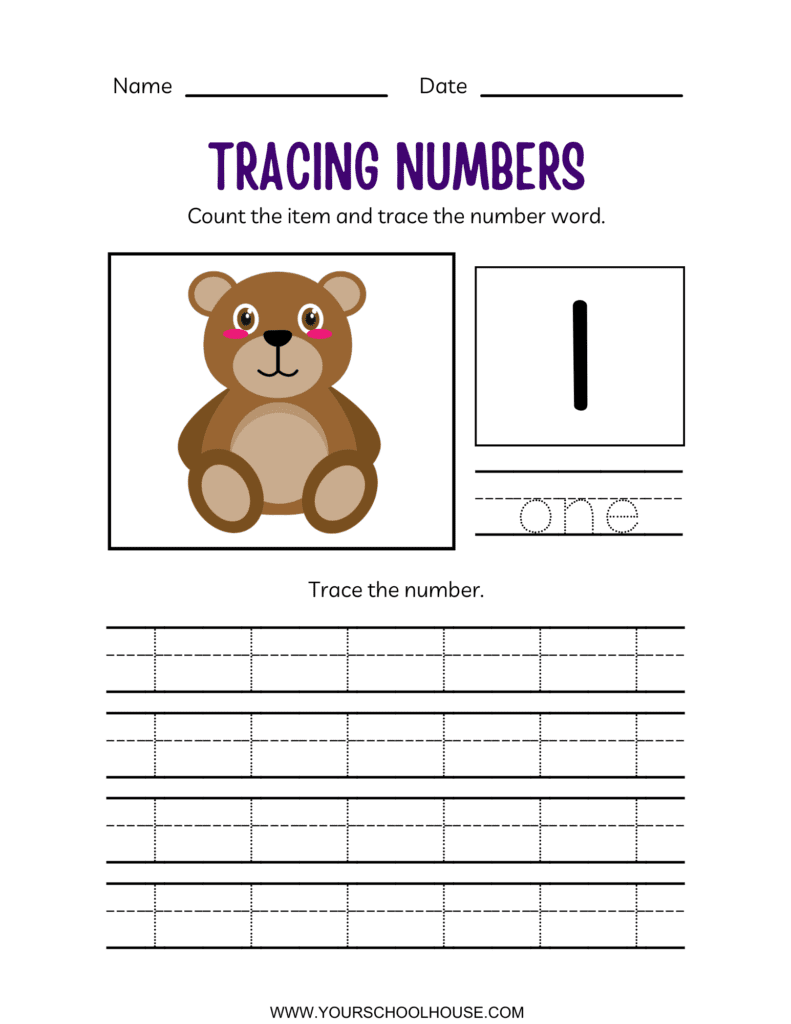 image of Free Printable PDF Fun and Colorful Kindergarten Math Numbers Workbook