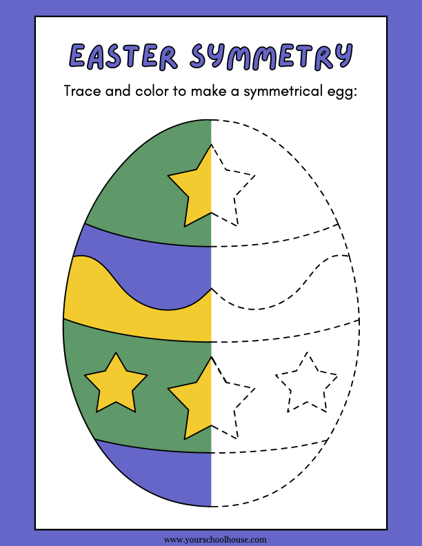 image of Free Printable PDF Colorful Easter Symmetry Worksheets