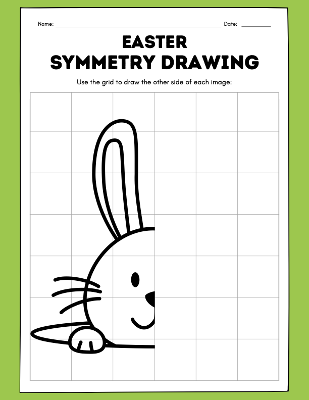 image of Free Printable PDF Easter Symmetry Drawing Worksheets