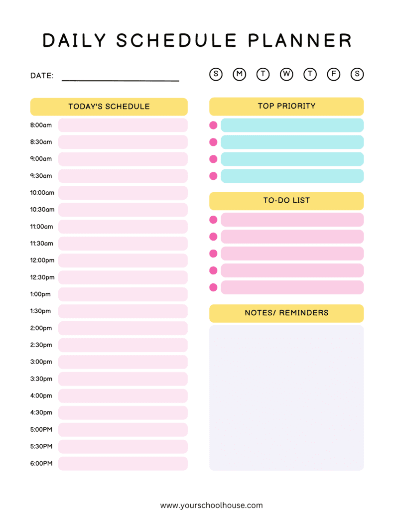 image of Free Printable PDF Free Printable PDF Colorful Weekly Planner