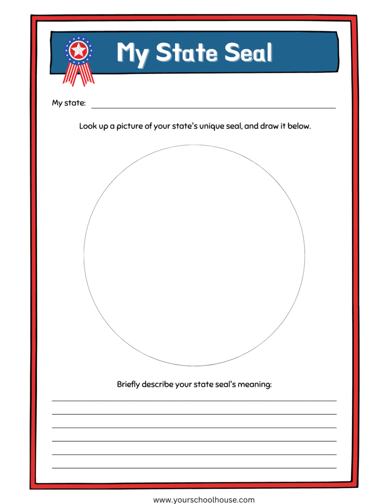 Image of Free Printable PDF Worksheet "My State Seal"