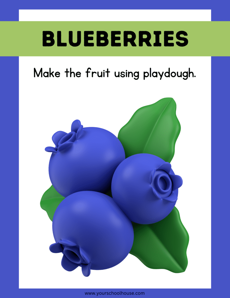 image of Free Printable PDF Blueberries Playdough Mat