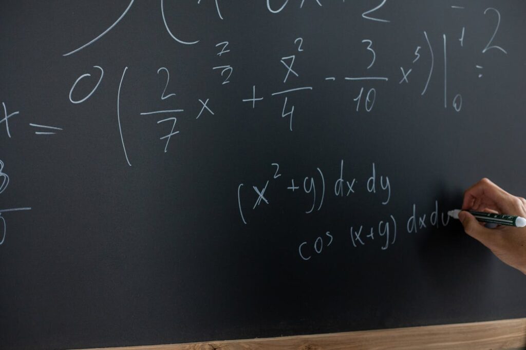 Black board with Math Algebra problems