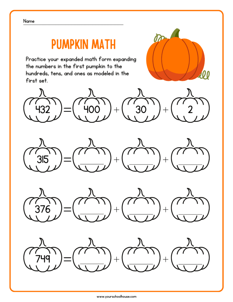 Pumpkin Math Expanded Notation