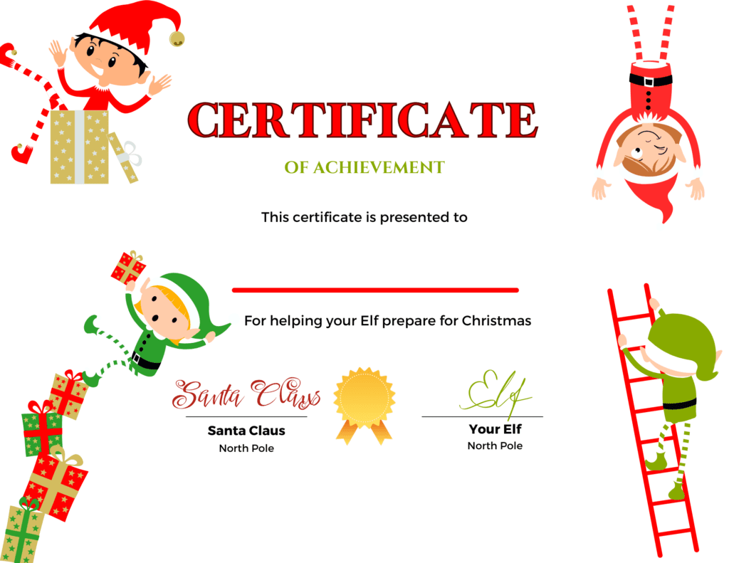 Christmas Elf Certificate